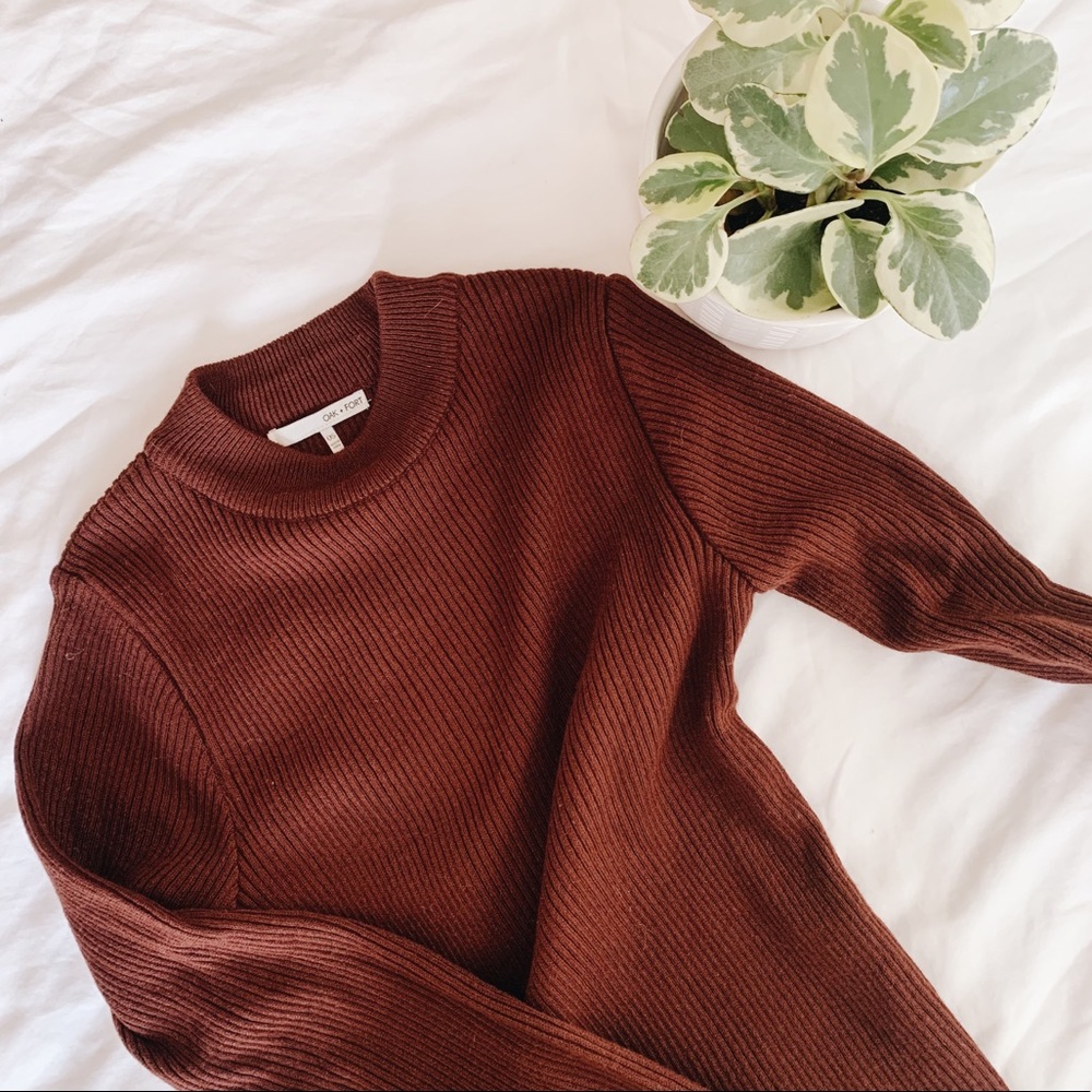 Oak + Fort Wine Mock Neck Sweater
